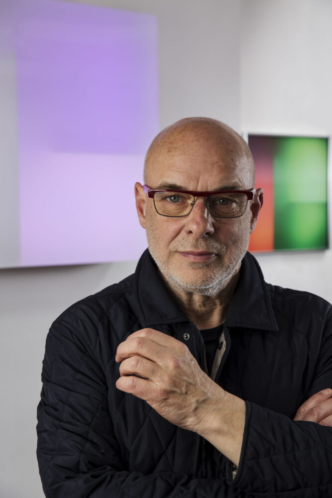 Brian Eno Photography copyright Mike Abrahams, courtesy Paul Stolper Gallery, 2020