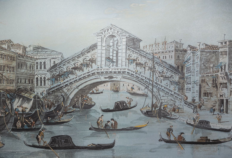 Giacomo Guardi, Il ponte di Rialto da sud, 1800 circa