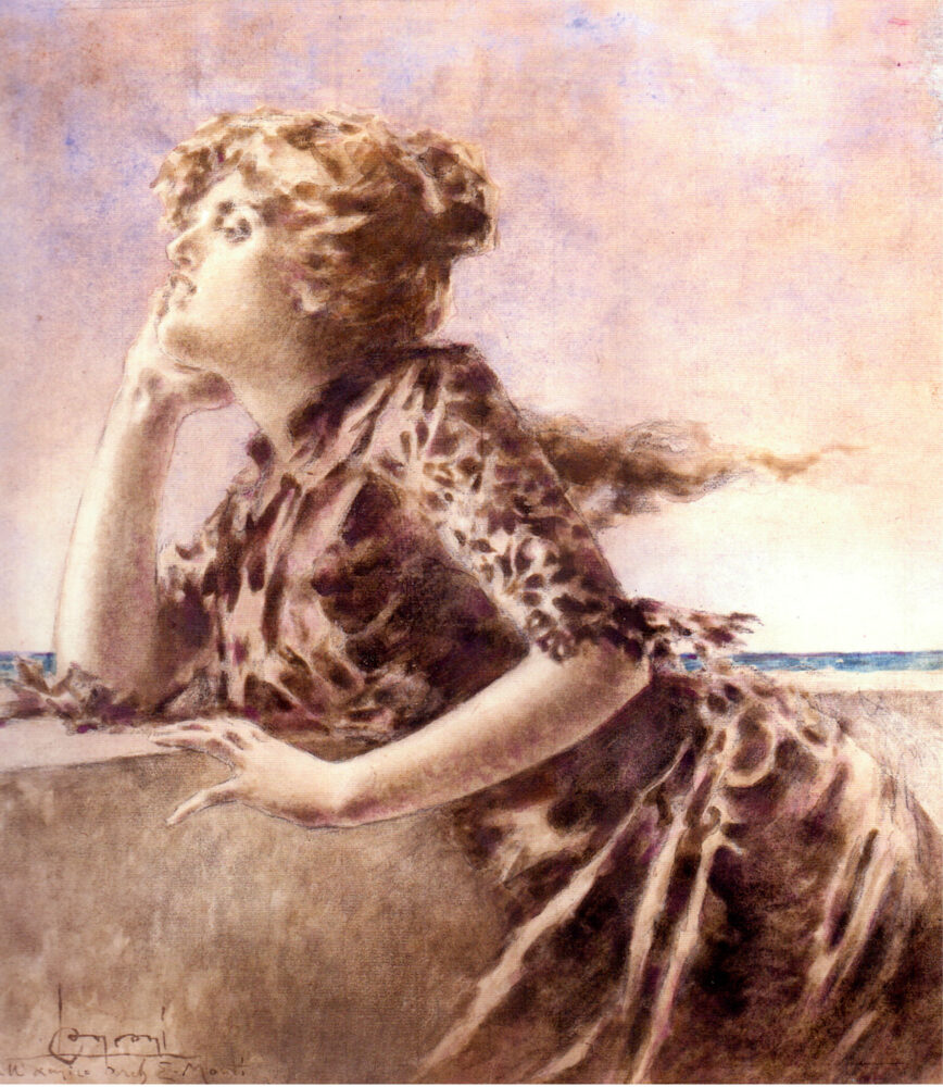 Luigi Conconi Marina, Sinestesia evocativa del mare, 1886 tempera e acquarello su cartone 53,5x47 cm collezione privata