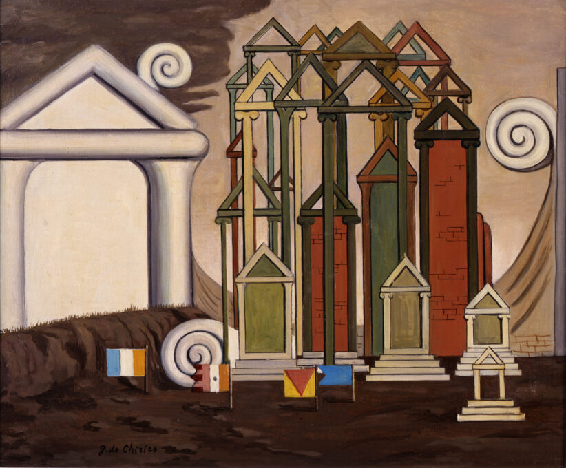 Giorgio de Chirico: Le Termopili, 1947, 50 x 60 cm, olio su tela. Galleria dello Scudo, Verona