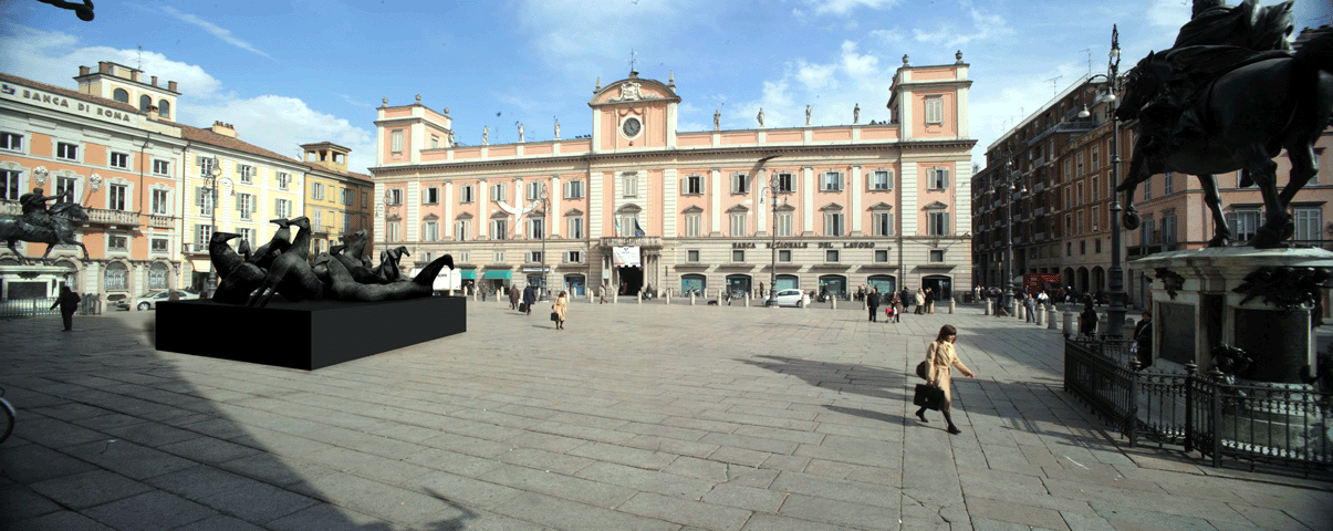 Paladino monumentale a Piacenza, 18 sculture in vetroresina nel cuore della città