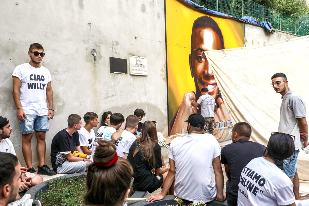 aliano (ROMA), il murales di OZMO dedicato a Willy Monteiro Duarte, presso il suo paese di origine. foto di Marco Garofalo