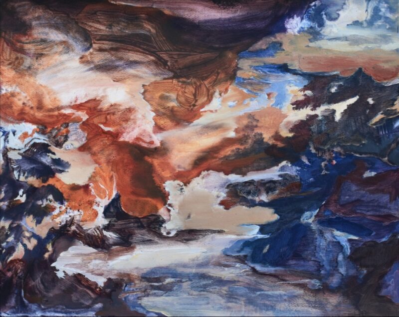 Alice Faloretti, "Una sera sulla neve", olio su carta, 40x50 cm, 2020