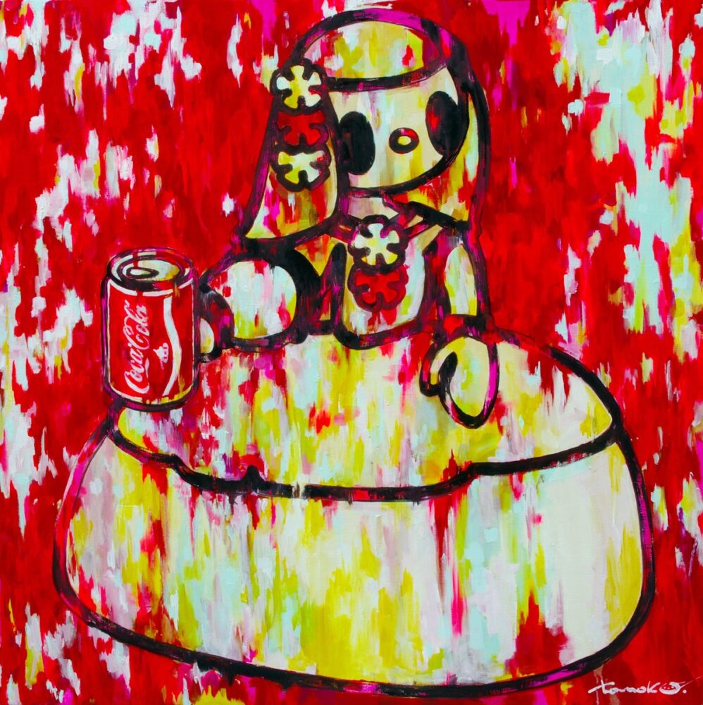 Margherita with cocacola redflu 2017 oil on canvas 100x100cm