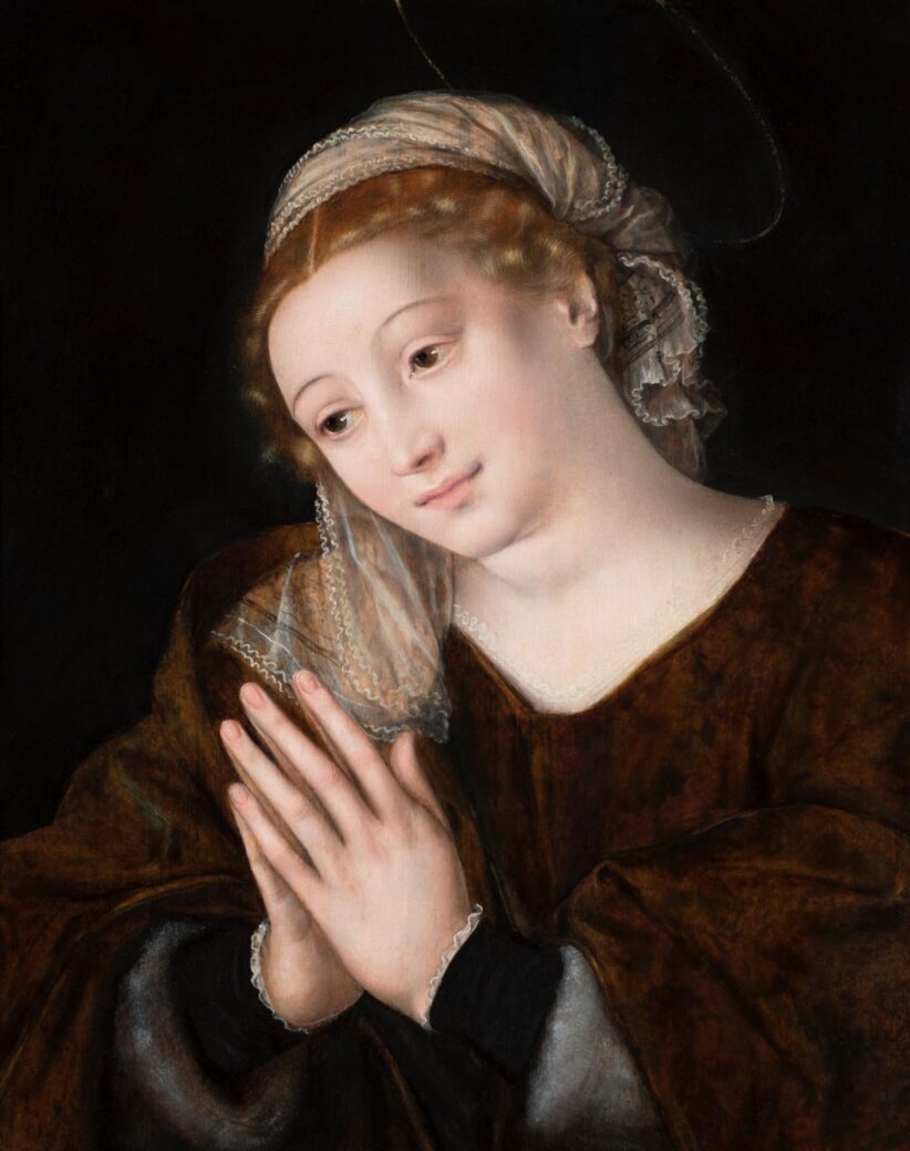 JanMassys [Anversa 1510 ca. – 1575] Vergine in Preghiera Olio su tavola cm 44x56