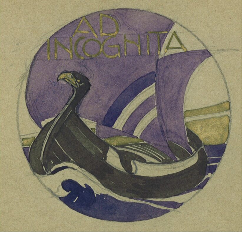 Vittorio Grassi, Ad Incognita, 1907, matita, inchiostro, tempera e oro su carta camoscio