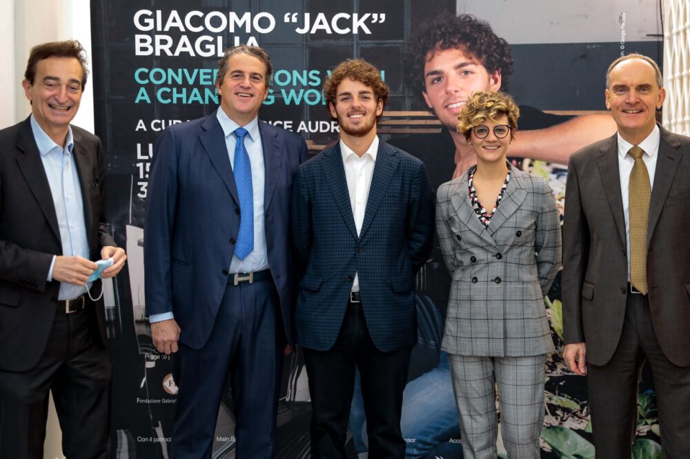 Da sinistra Marco Borradori, Sindaco di Lugano, Riccardo Braglia, Giacomo _Jack_ Braglia, Beatrice Audrito, Roberto Badaracco, Capo Dicastero Cultura, Sport ed Eventi Città di Lugano