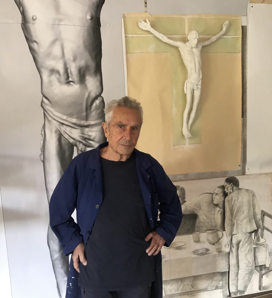 Giuliano Vangi nello studio di pesaro
