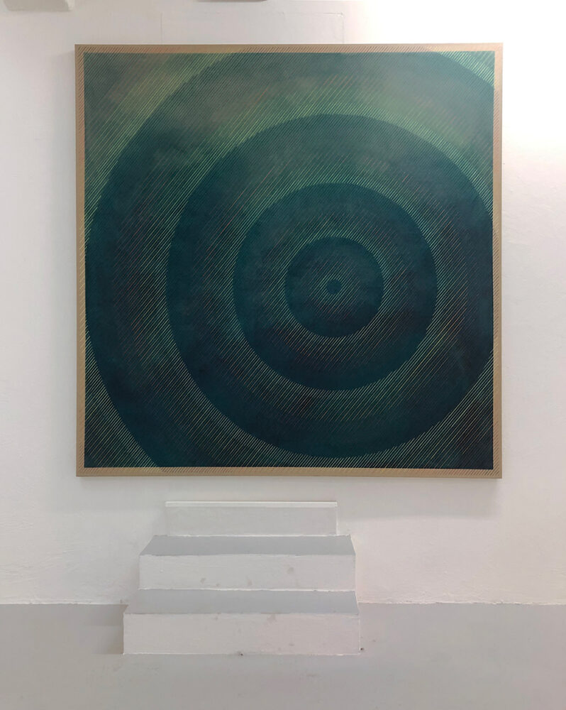 Daniel Mullen, Radiating Space #2 (Spatial Feedback 001), 2016, Acrylic on linen 160x170x4,5 cm