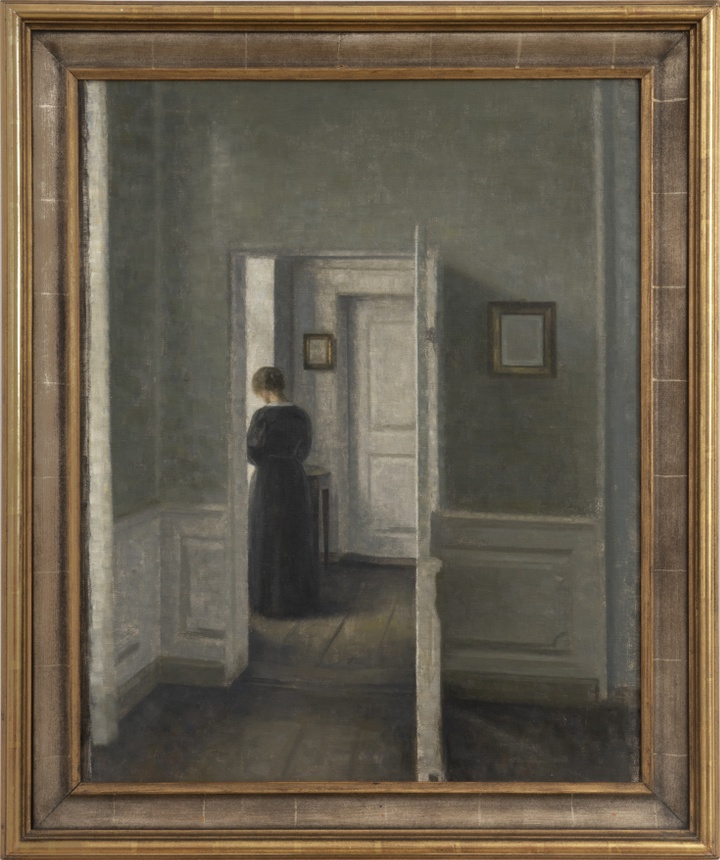 TEFAF online Vilhelm Hammershøi, Interior with a Woman Standing, 1913. Courtesy Di Donna Galleries