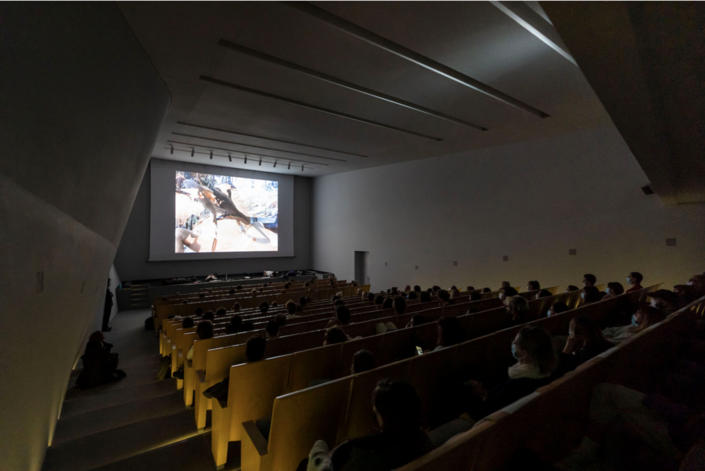 View of Cinemapocalissi 2020, curated by Il Colorificio at Teatrino di Palazzo Grassi, Venice - Auditorium view- Courtesy Cinemapocalissi al Teatrino di Palazzo Grassi. Ph Matteo De Fina © Palazzo Grassi