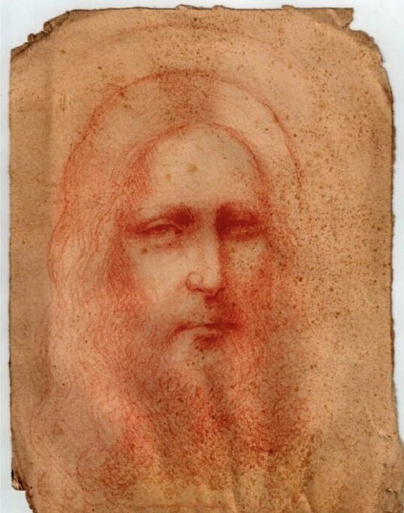 Il disegno ritrovato. Si ipotizza realizzato da Leonardo come studio per il Salvator Mundi