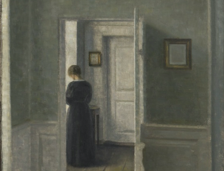 TEFAF Online Vilhelm Hammershøi, Interior with a Woman Standing, 1913. Courtesy Di Donna Galleries