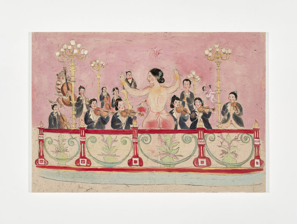 5 Shafei Xia, Welcome to my show, 2020, acquarello su carta di sandalo intelata_watercolor on sandal paper mounted on canvas, cm.95x145, Courtes