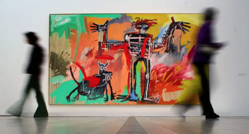 Jean-Michel Basquiat, “Boy and Dog in a Johnnypump”, goto FABRICE COFFRINI-AFP Via Getty Images
