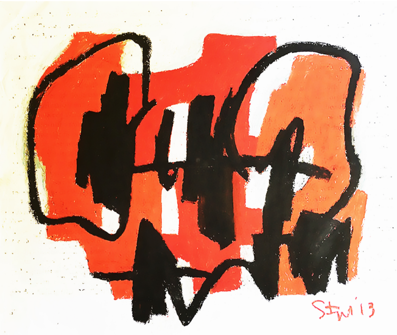 Karl Stengel, Senza Titolo, pastelli e carboncino su carta, 90x107, 2013