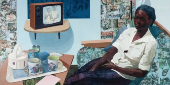 Njideka Akunyili Crosby, Super Blue Omo, 2016