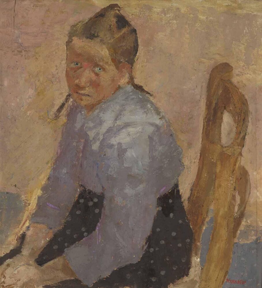 Fausto Pirandello: Bambina seduta, Olio su tavola, 1943-1944, 56 x 51,6 cm