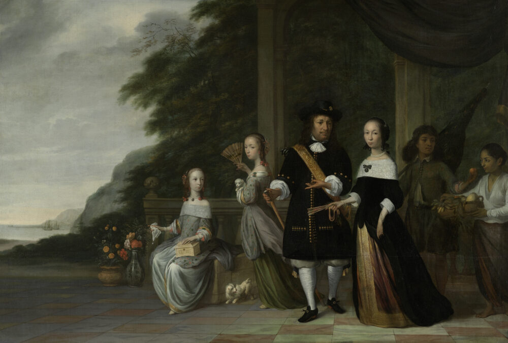 Jacob Coeman, Pieter Cnoll, Cornelia van Nijenrode, their Daughters and Two Enslaved Servants, 1665, Rijksmuseum