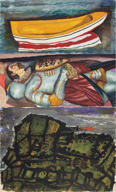 Malcolm Morley, The Boat, The Knight, The Tank, 1990<br /> Estimate: £150,000-200,000