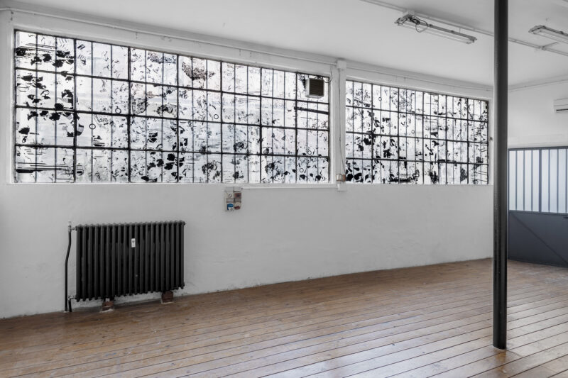 Stefano Comensoli_Nicolò Colciago - Incanto e paranoia (tra due istanti), 2020 - screen printing film collage, installation site-specific. Courtesy Mucho Mass. Ph. Luca Vianello