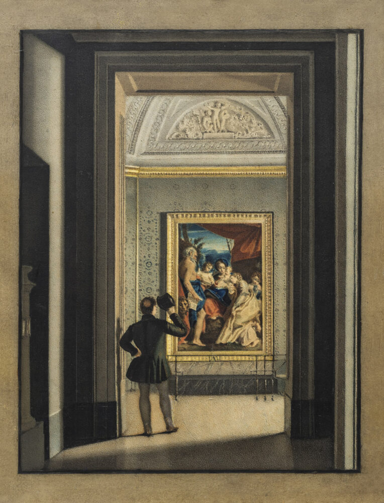 Paolo Toschi (scuola di), Gentiluomo davanti la Madonna di Sn Gerolamo del Correggio, s.d.