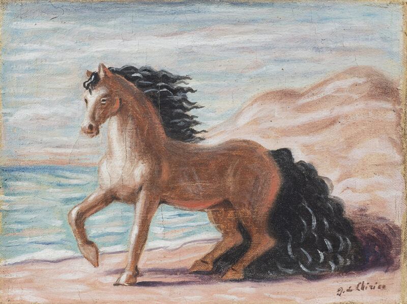 Lotto 76- Giorgio De Chirico, Cavallino, 1932-33, olio su tela, firmato in basso a destra: G. de Chirico, entro cornice. Stima 20.000-30.000 euro