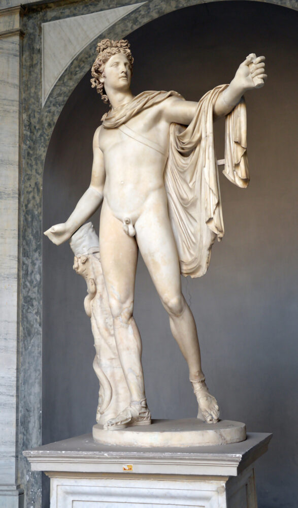 Apollo del Belvedere, scultura in marmo romana su copia bronzo greco, Musei Vaticani