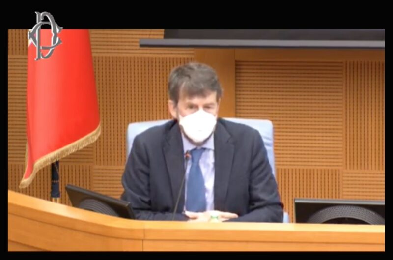 Il Ministro della cultura, Dario Franceschini, nell’audizione davanti alle commissioni Cultura riunite di Camera e Senato