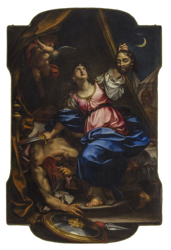 PAOLO GEROLAMO PIOLA (Genova, 1666 - 1724), Giuditta e Oloferne, Olio su tela, cm 232,5X150,5. Stima € 8.000 - 12.000