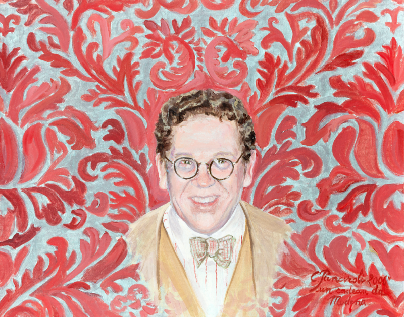 Panciroli "Ritratto di Philippe Daverio" 2006, tecnica mista su tela (cm 35x45) firmato e datato in basso a destra. Provenienza: Collezione Philippe Daverio