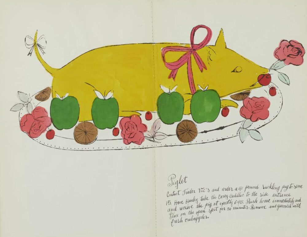 Andy Warhol and Suzie Frankfurt, Wild Raspberries (1959), recipe for "Piglet." Photo courtesy of Bonhams New York.