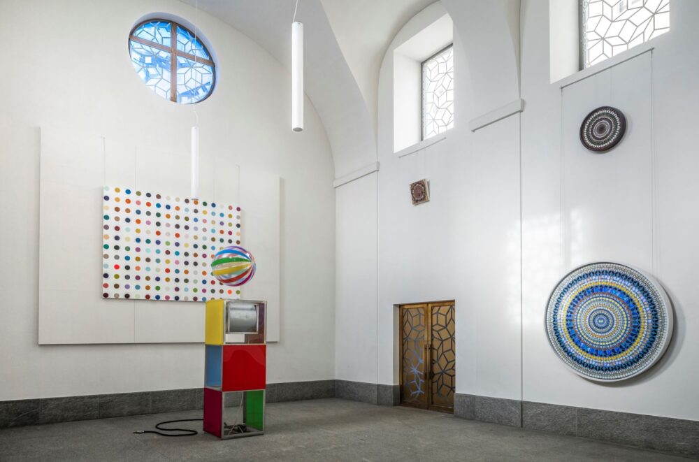 Damien Hirst, Temple, 2008. Installed in St. Moritz, 2021. Photographed by Felix Friedmann ©Damien Hirst and Science Ltd. All rights reserved, DACS 2021