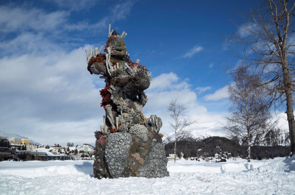 Damien Hirst, Temple, 2008. Installed in St. Moritz, 2021. Photographed by Felix Friedmann ©Damien Hirst and Science Ltd. All rights reserved, DACS 2021