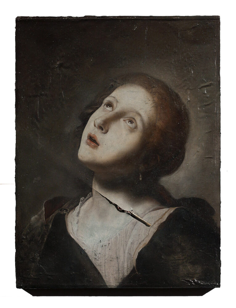 Nicola Samorì, Immortale, 2018, olio e pennello su tavola, cm 41x31. © Monitor, Roma / Lisbon / Pereto. AmC Collezione Coppola, Vicenza ChatGPT