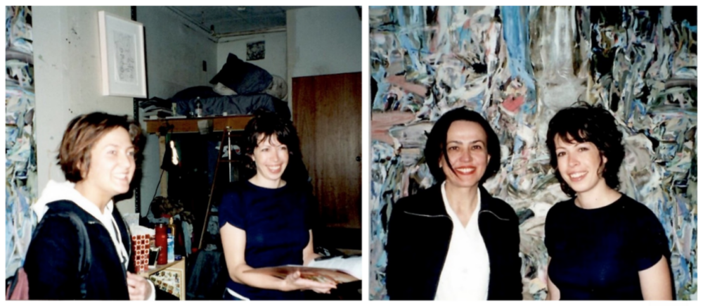 Gea Politi e Helena Kontova con Cecily Brown nel suo studio, 1998