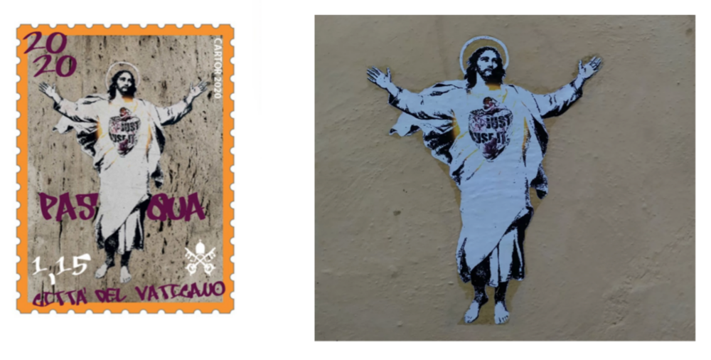 IL francobollo del Vaticano e il murales di Alessia Babrow