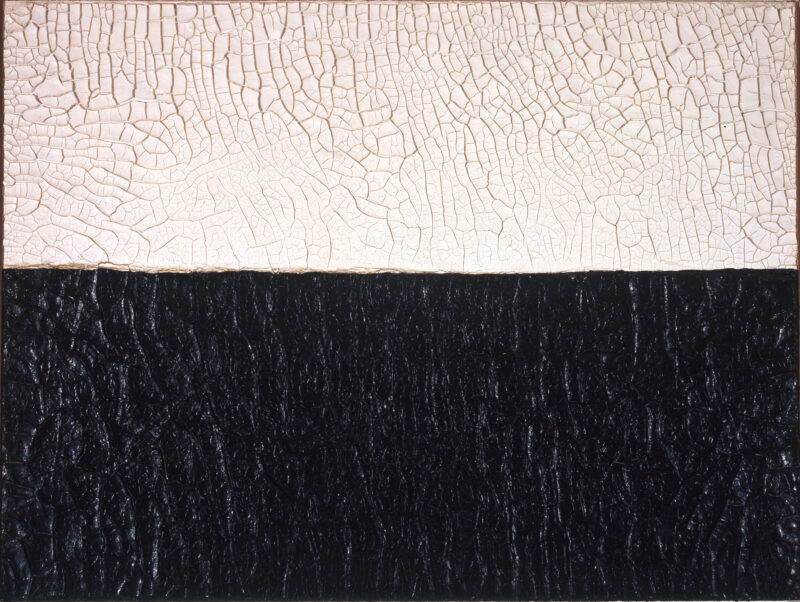 Alberto Burri, Bianco Nero Cretto, 1972, Acrovinilico su cellotez, 76,5 x 101,5 cm