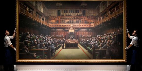 Banksy, Devolved Parliament,. Venduto da Sotheby's Londra per 13,5 milioni di dollari nel 2019