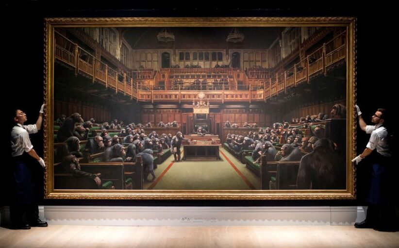 Banksy, Devolved Parliament,. Venduto da Sotheby's Londra per 13,5 milioni di dollari nel 2019