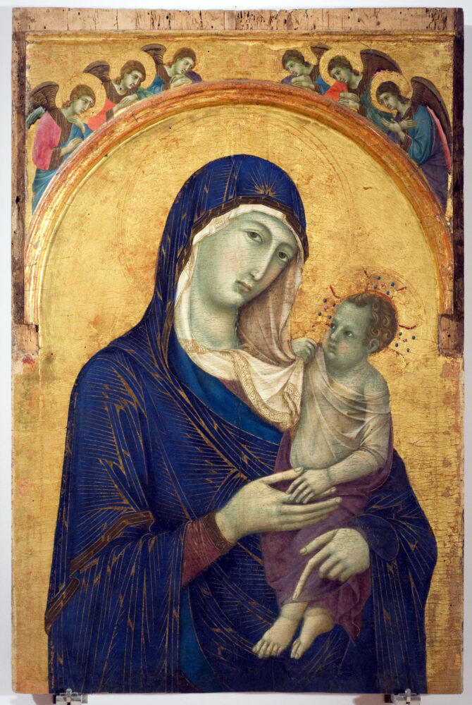 Duccio di Buoninsegna, Madonna col Bambino e sei angeli, 1300-1310