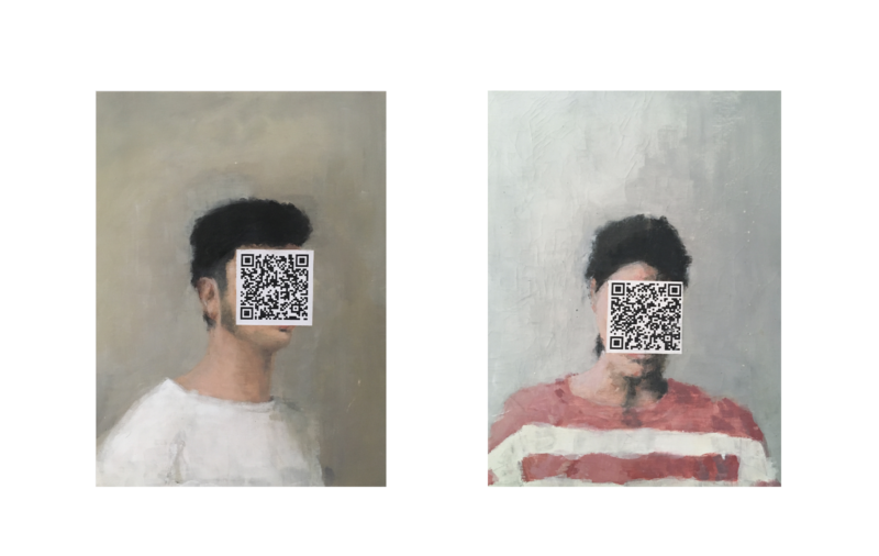 Agata Treccani, 45°25’55.8’’N 12°19’28.3’’E e 46°04’12.8’’N 11°07’20.8’’E (Landscape), 2018, acrilico su tela, 31x42cm