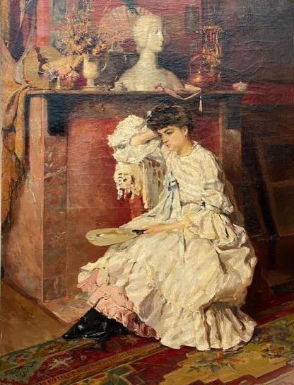 Godfrinon, Dame de qualité assise au salon,1898