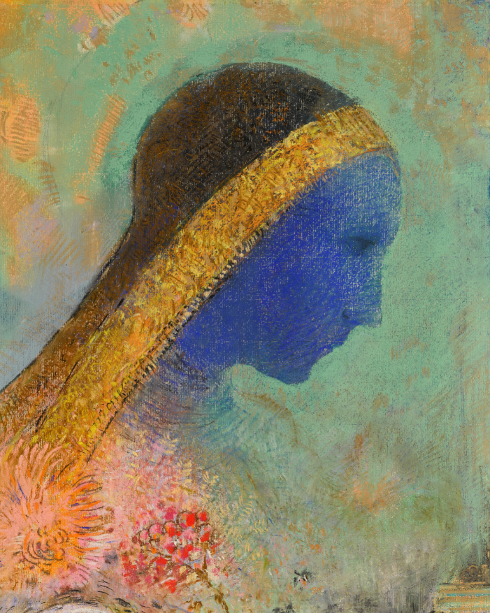 Odilon Redon, Profil bleu, pastel, circa 1895, est. £600,000-800,000