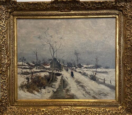 Verheyden, Paysage de neige à la Hulpe