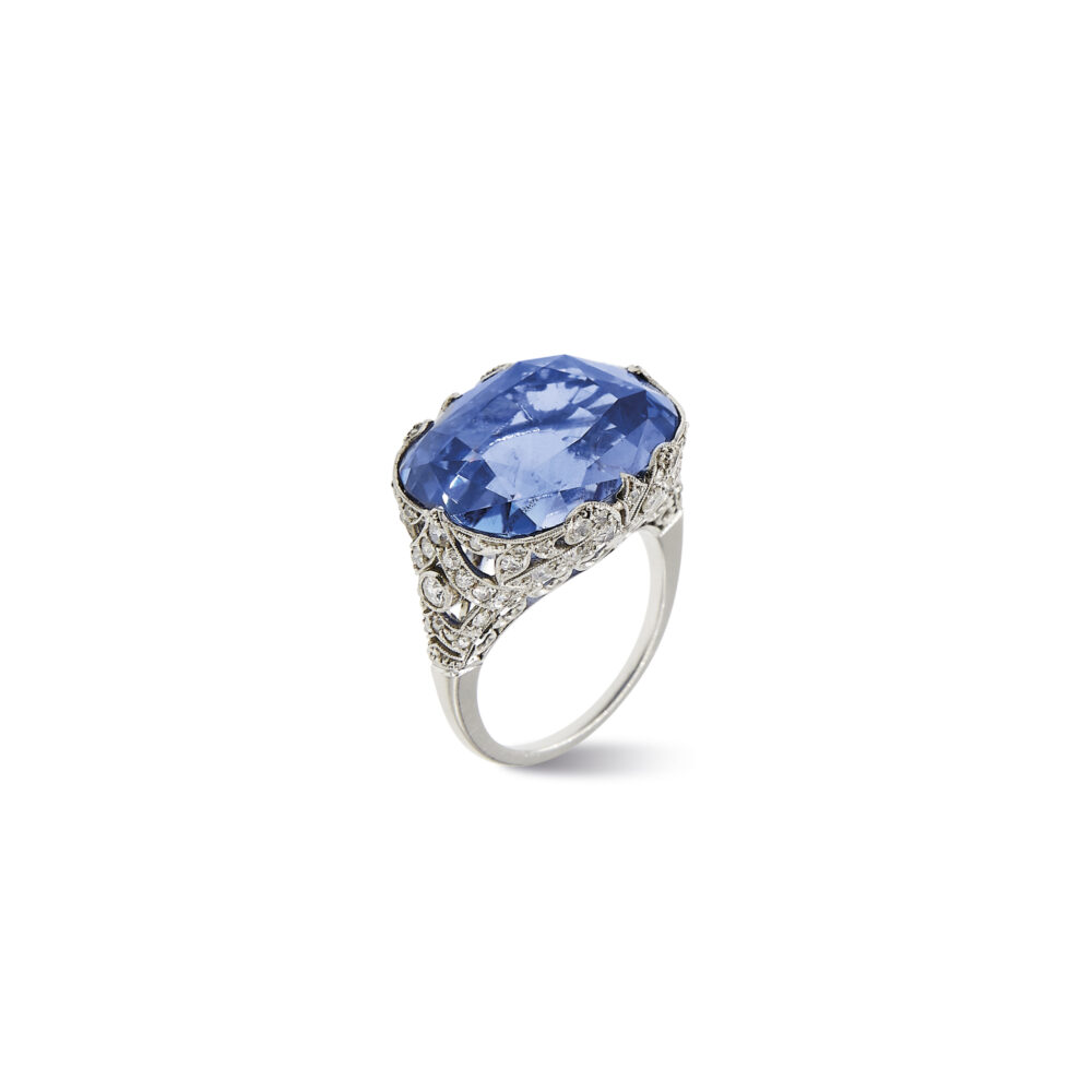 Lotto 241. A Platinum, Sapphire And Diamond Ring, 30's