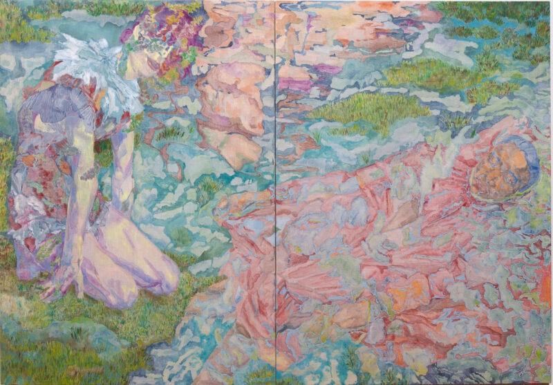 GIUDITTA BRANCONI, 2021, Lì D'ACQUA PUOI SAZIARTI (LA BERREI CON LE MANI), 80x120cm, olio su lino
