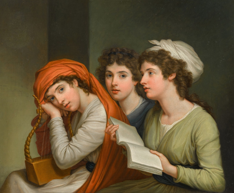 Hugh Douglas Hamilton, Triple portrait of Emma, Lady Hamilton as three Muses. Venduto a