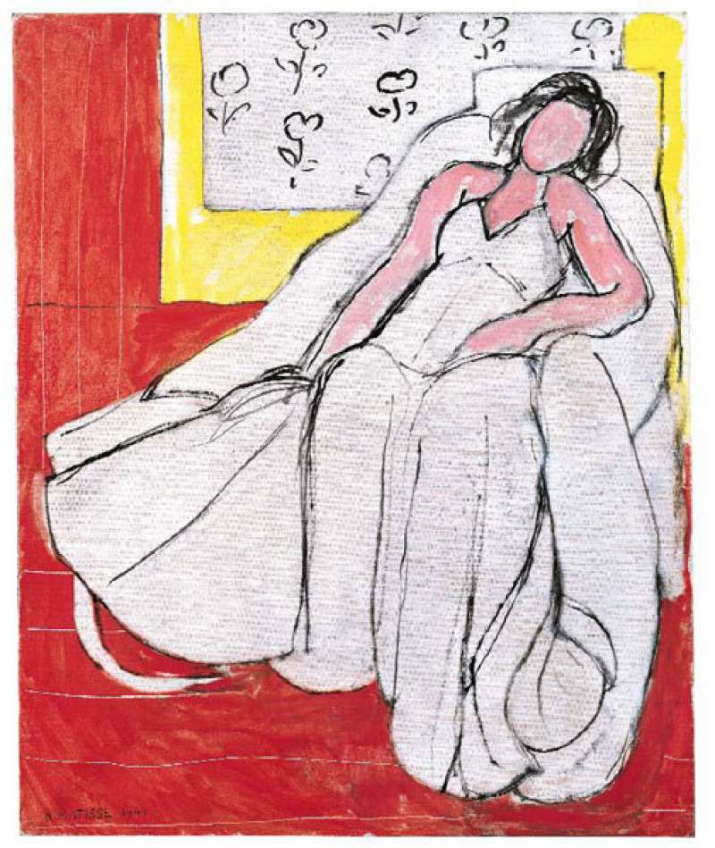 Henri Matisse, Jeune femme à la pelisse, fond rouge