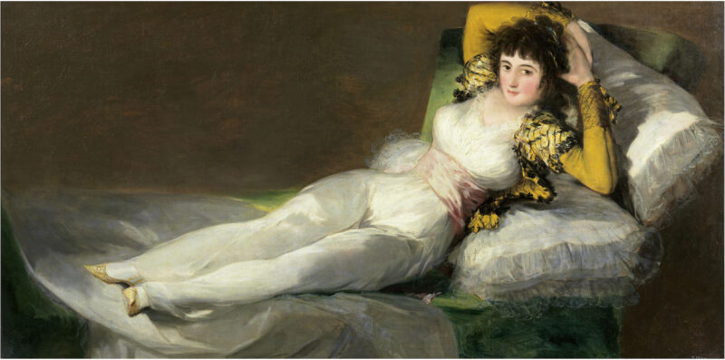 FRANCISCO DE GOYA, LA MAJA VESTIDA, 1800-1807 olio su tela 95 x 190 cm Museo Nacional del Prado, Madrid © Archivio fotografico. Museo Nazionale del Prado. Madrid